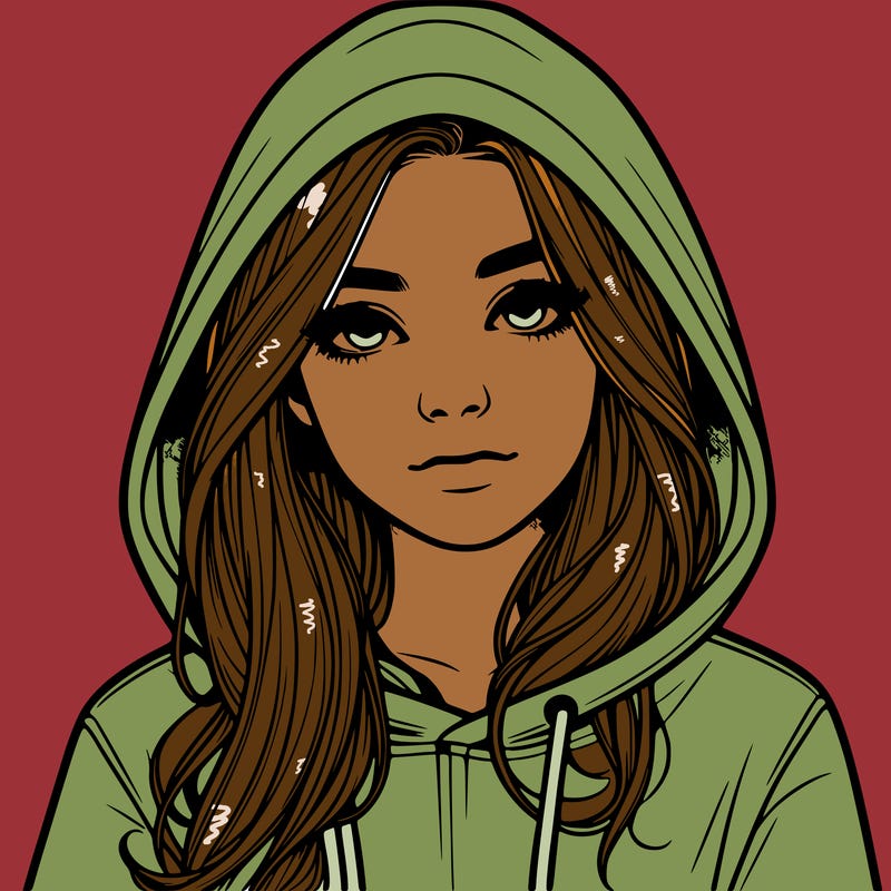 realistic girl with a hoodie