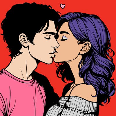 realistic couple kissing