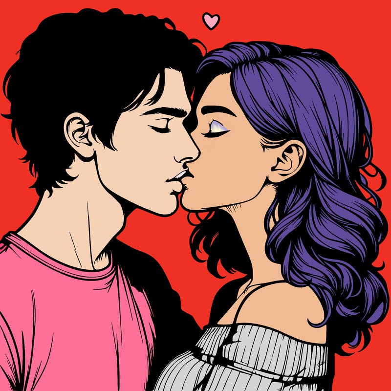 realistic couple kissing