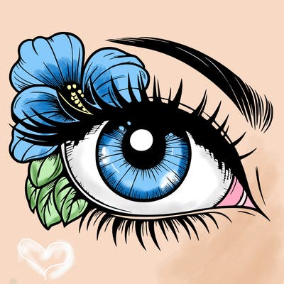 realistic eye with flower