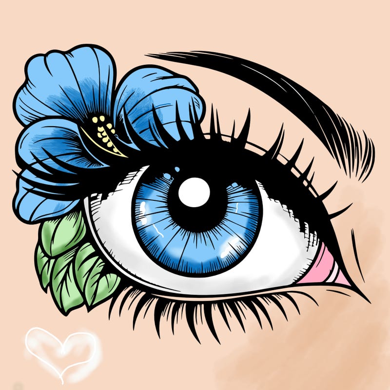 realistic eye with flower