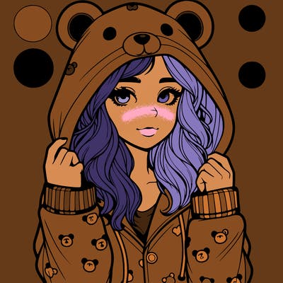 realistic girl in a animal pjs hoodie