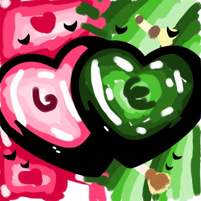 heart pink and blue
