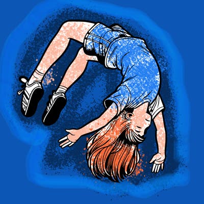 realistic girl doing a backflip