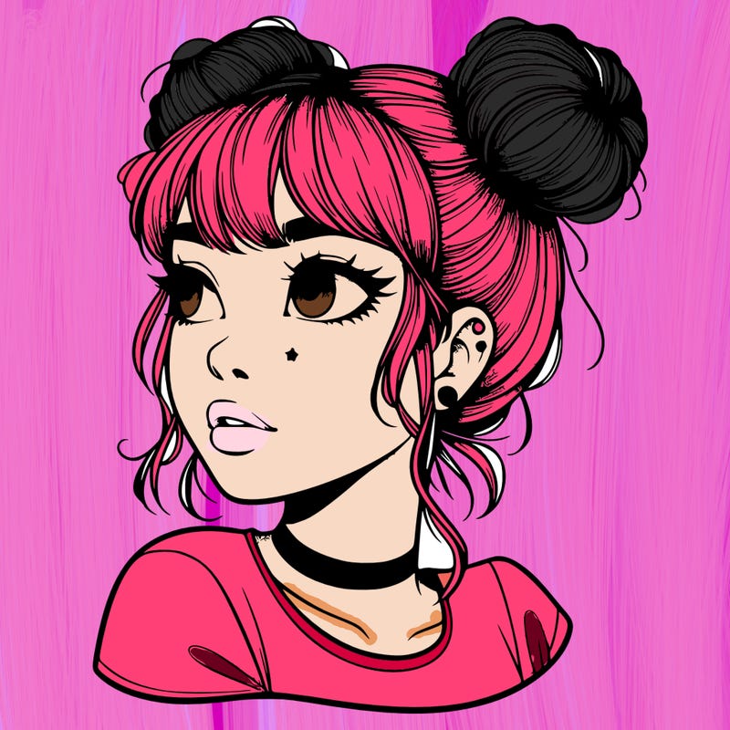 realistic girl with spacebuns