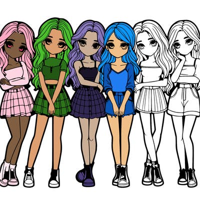 a group of girls realistic