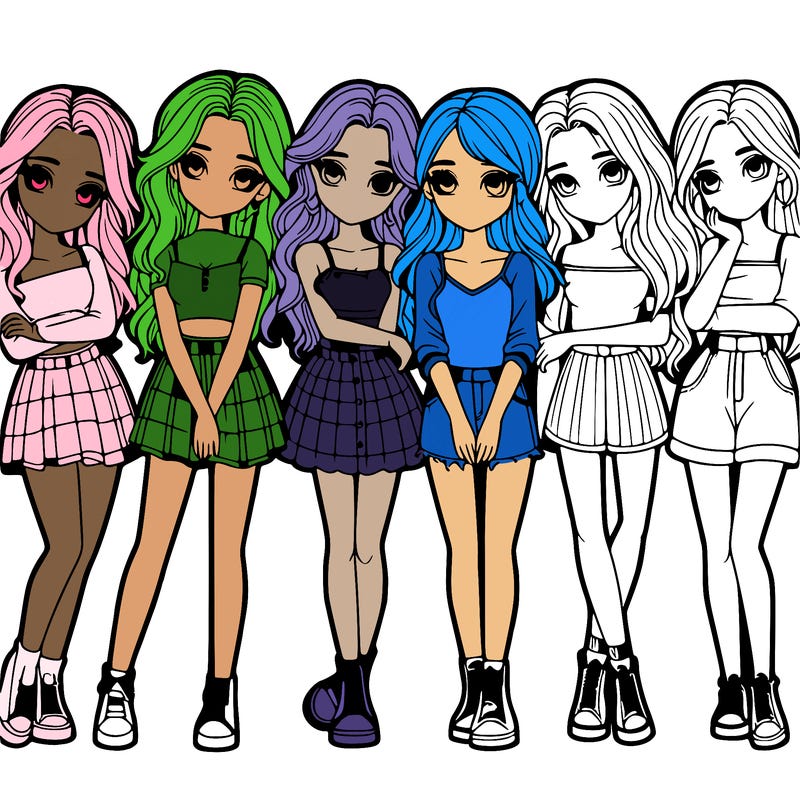 a group of girls realistic