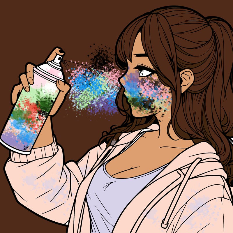a realistic girl spray, painting