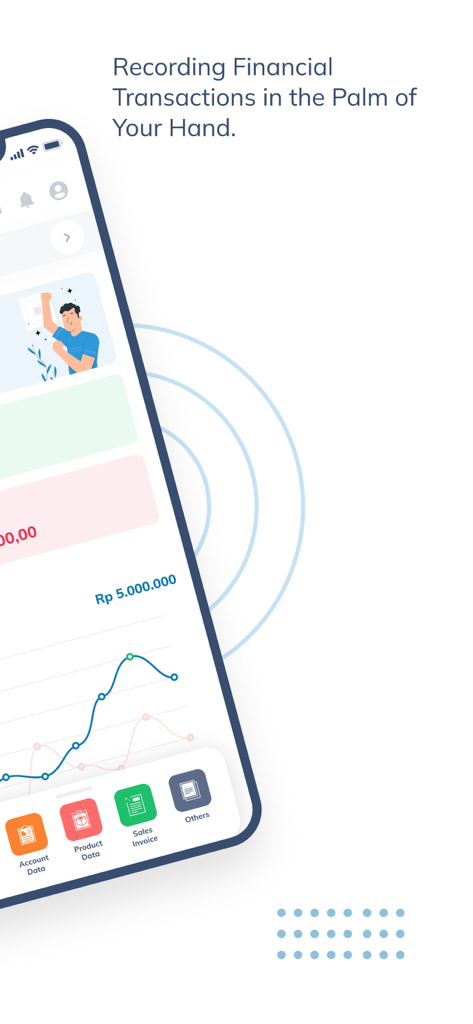 Zahir Apps - Mobile app dashboard for Zahir Apps showing financial reports and business transaction tracking