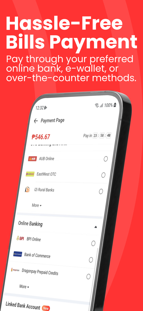 Interface of Akulaku PayLater app showing multiple payment options including online banking and e-wallets