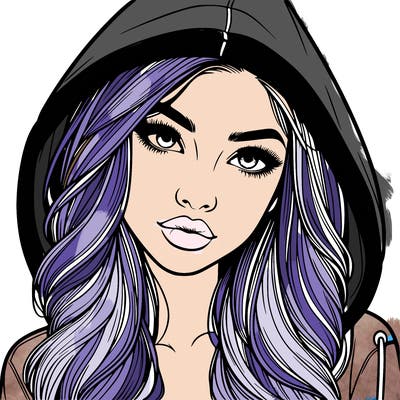 realistic beautiful girl with a hood on