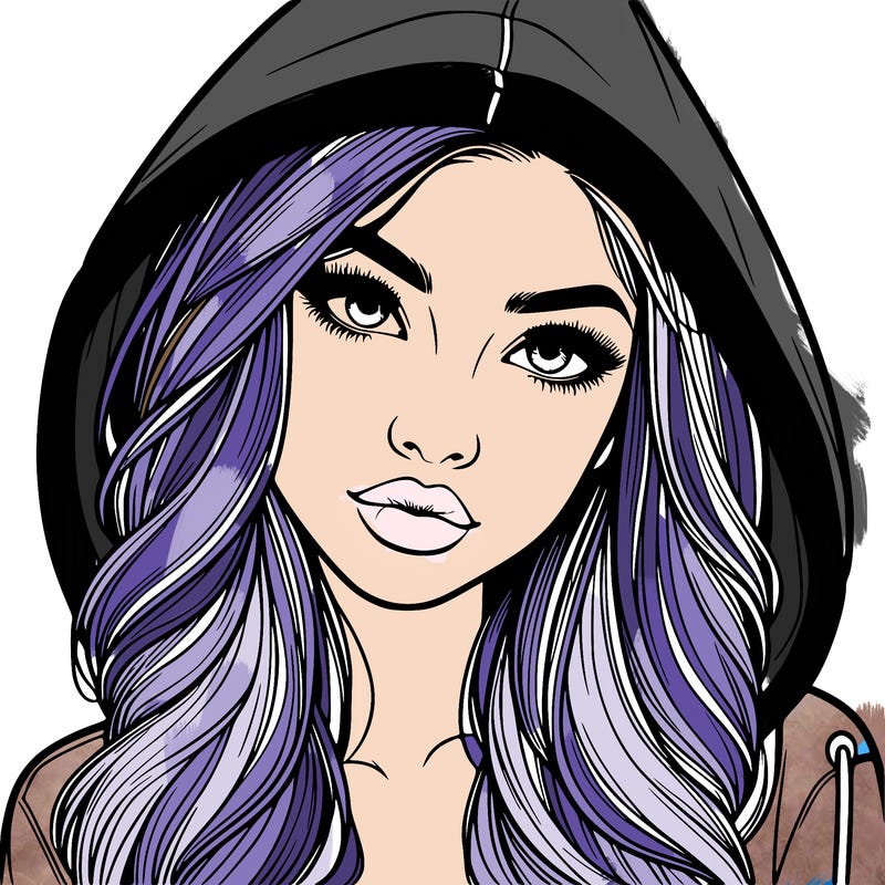 realistic beautiful girl with a hood on