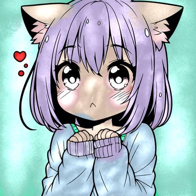 shy anime catgirl