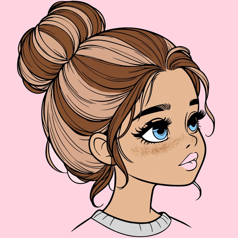 realistic girl with bun