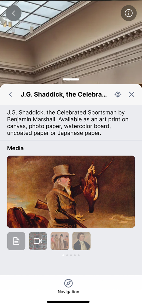 Virtual Wayz - Virtual Wayz app displaying augmented reality information for a gallery painting