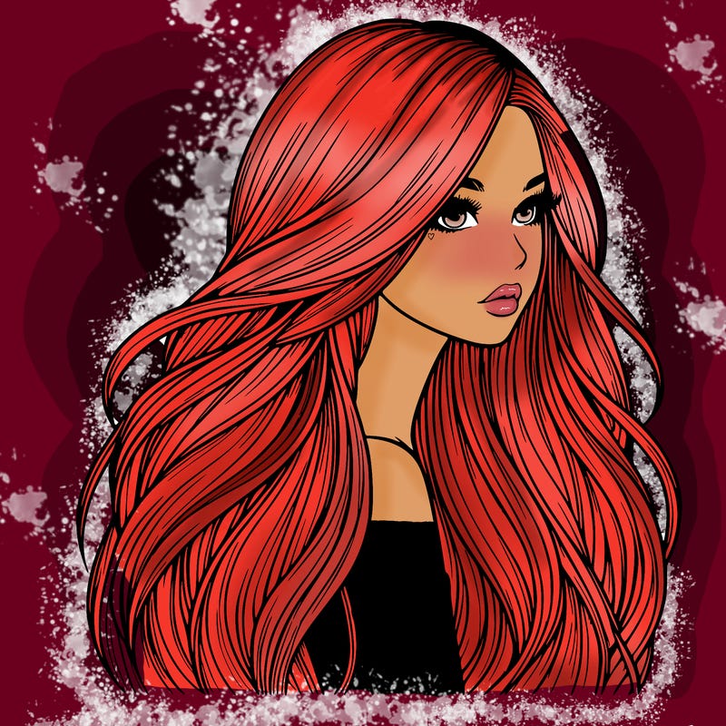 realistic girl with long realistic hair