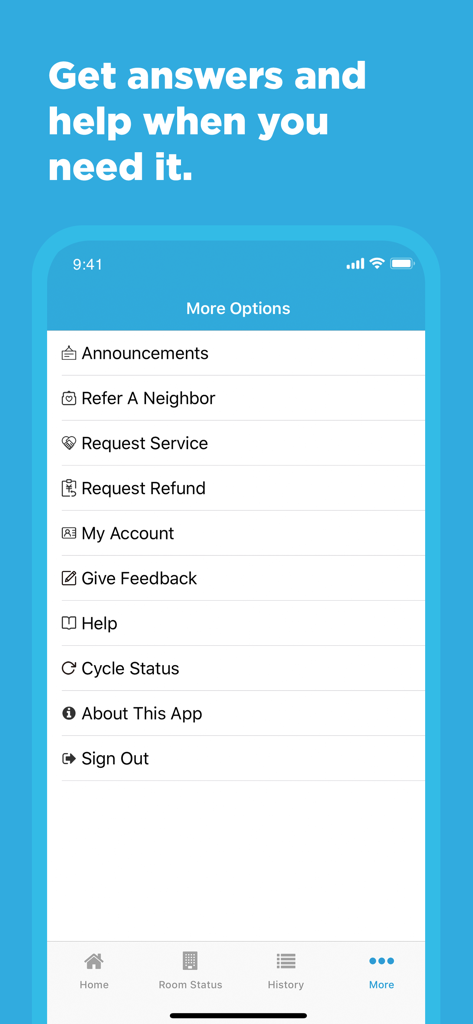 CSCPay Mobile app screen displaying help and support options