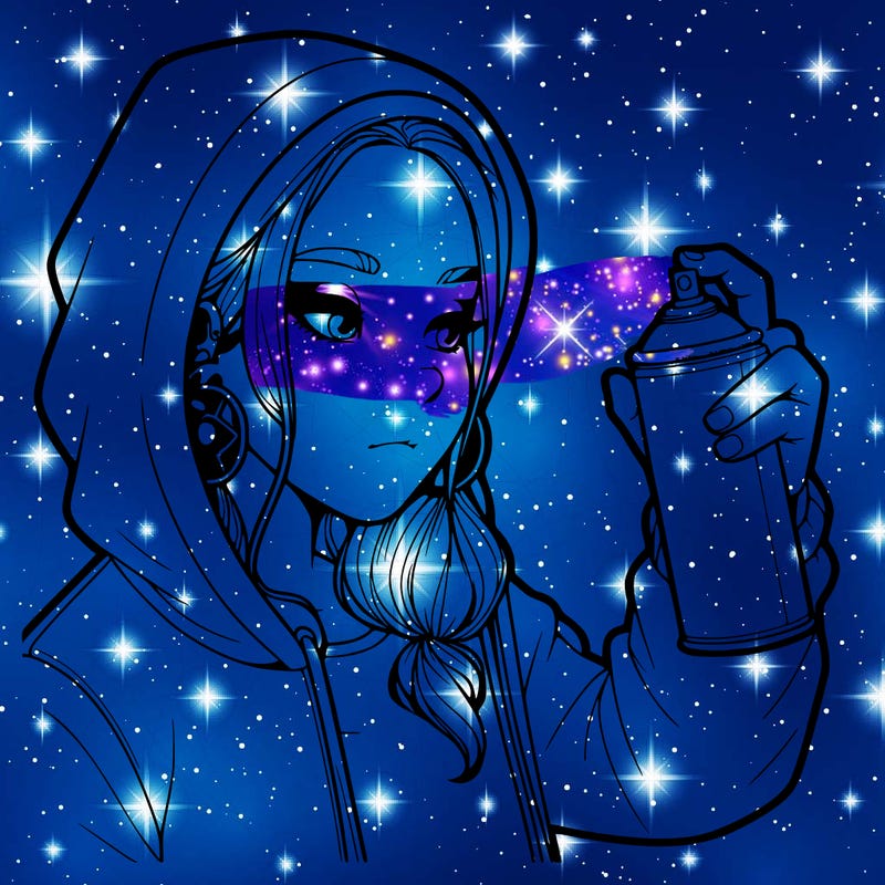 a realistic girl, spray painting