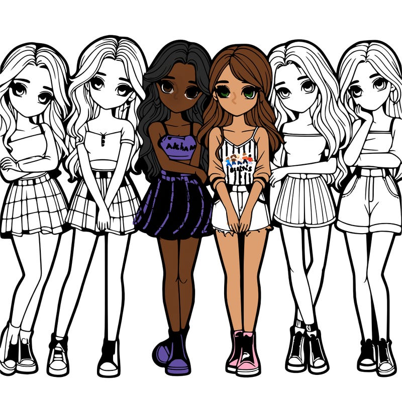 a group of girls realistic