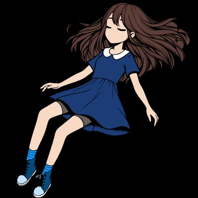 realistic girl floating