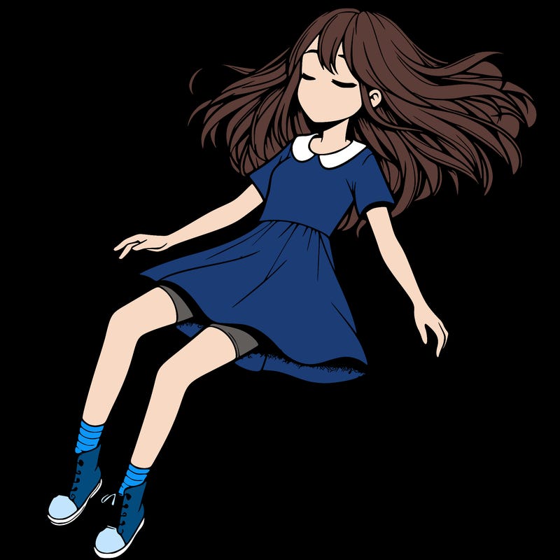 realistic girl floating