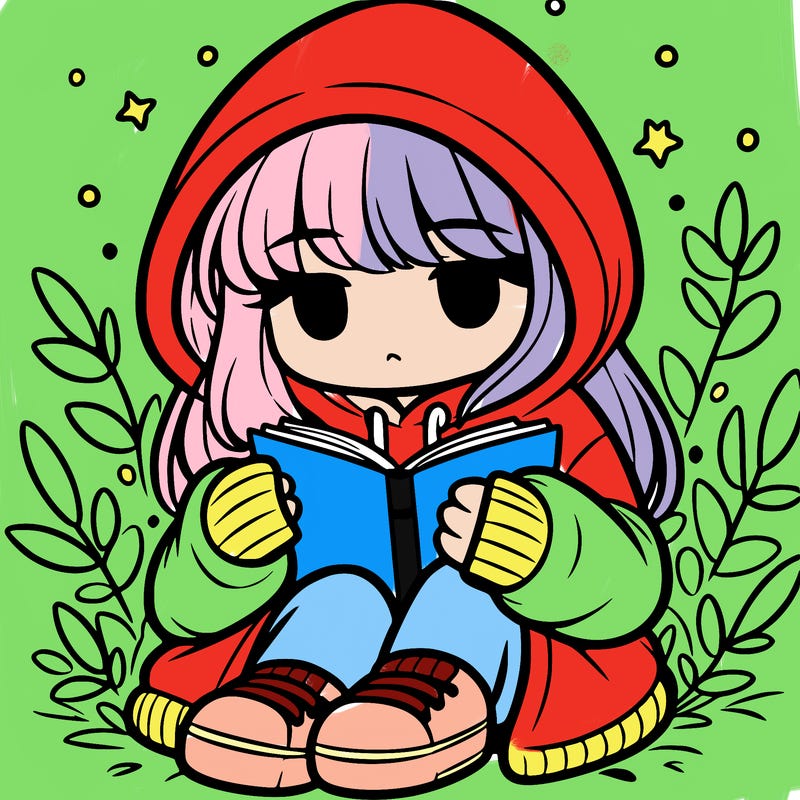 girl in oversized hoodie reading a book