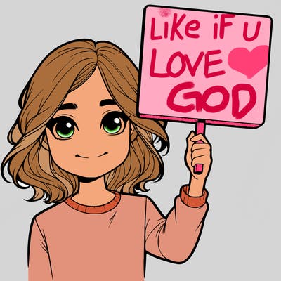 realistic girl holding up a sign