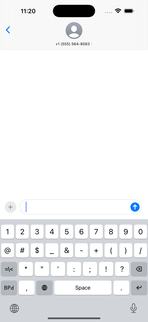 Lisu Simple Keyboard - Diseño numérico y de símbolos de Lisu Simple Keyboard en una pantalla de mensajería de iPhone