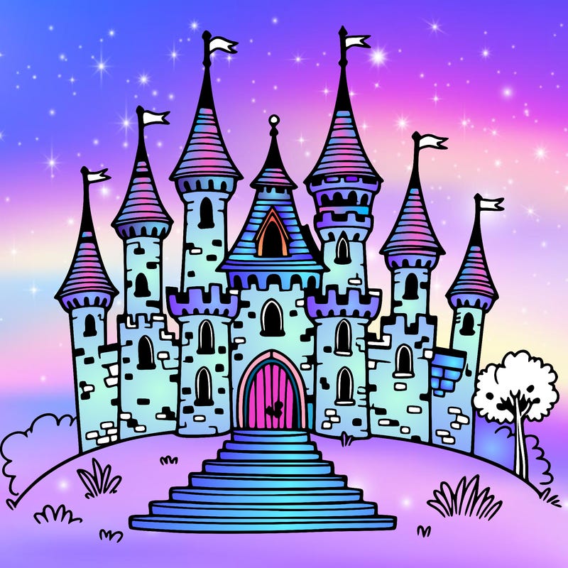 fairy tale castle standing tall on a hill