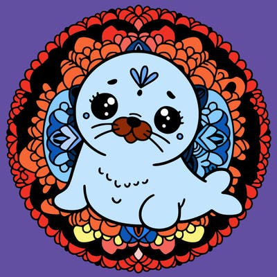 a cute baby seal mandala