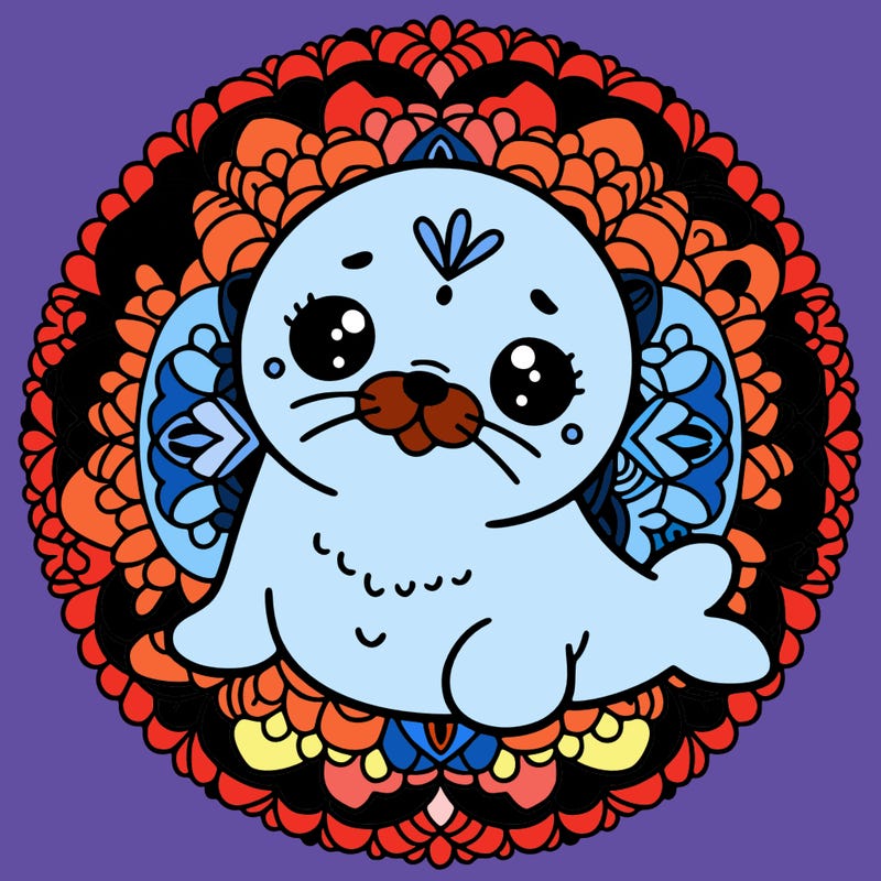 a cute baby seal mandala
