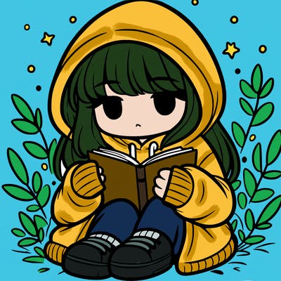 girl in oversized hoodie reading a book