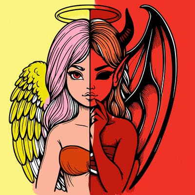 realistic angel half demon