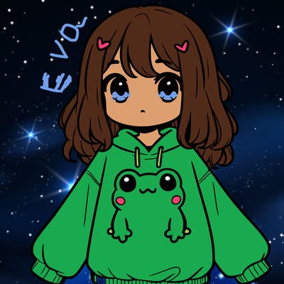 girl wearing frogging sweatshirt