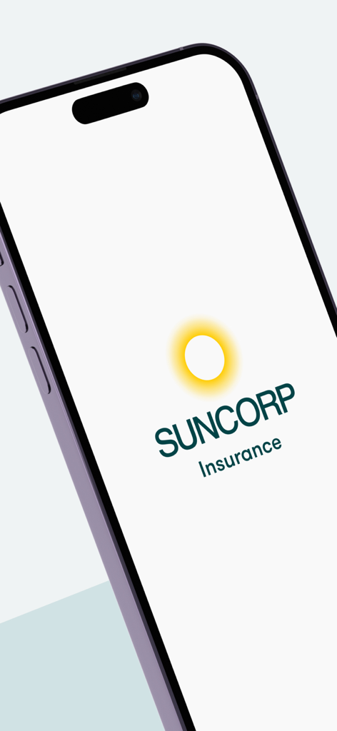 Suncorp Insurance App - Pantalla de inicio de la app Suncorp Insurance en un iPhone mostrando el logo de la compañía