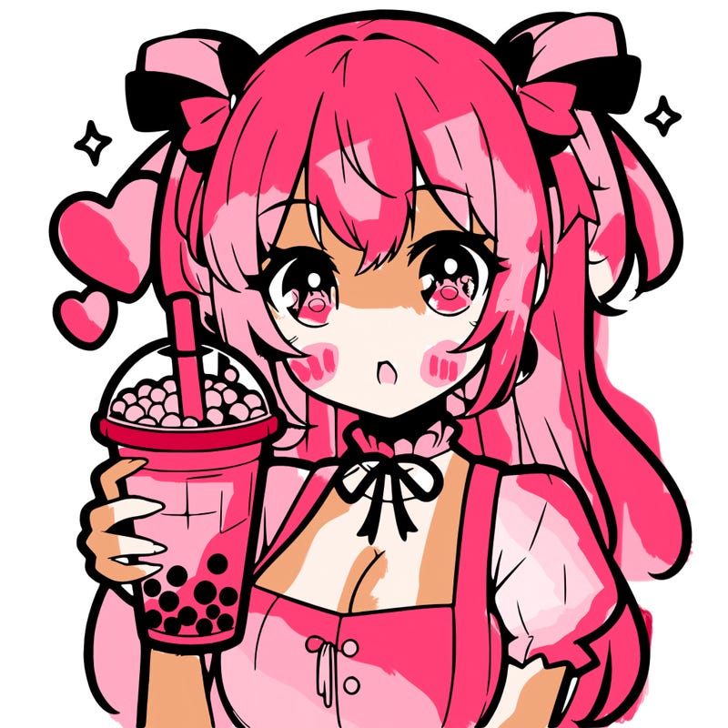 anime girl holding boba milk tea