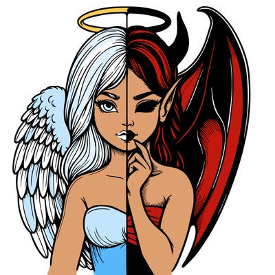 realistic angel half demon