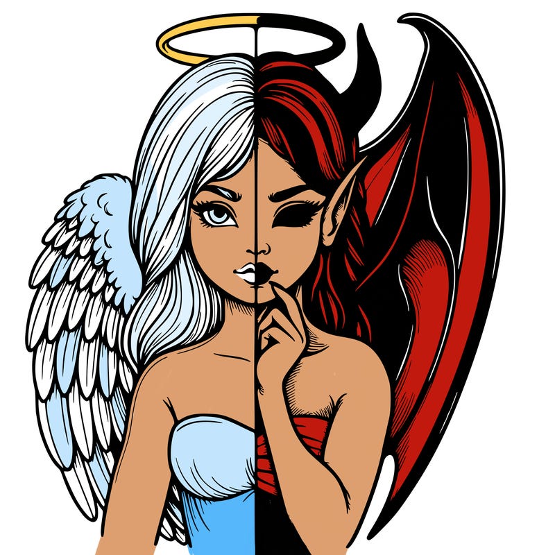 realistic angel half demon