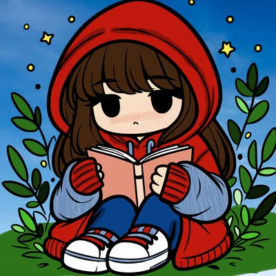 girl in oversized hoodie reading a book