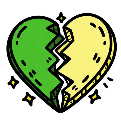 split in half heart