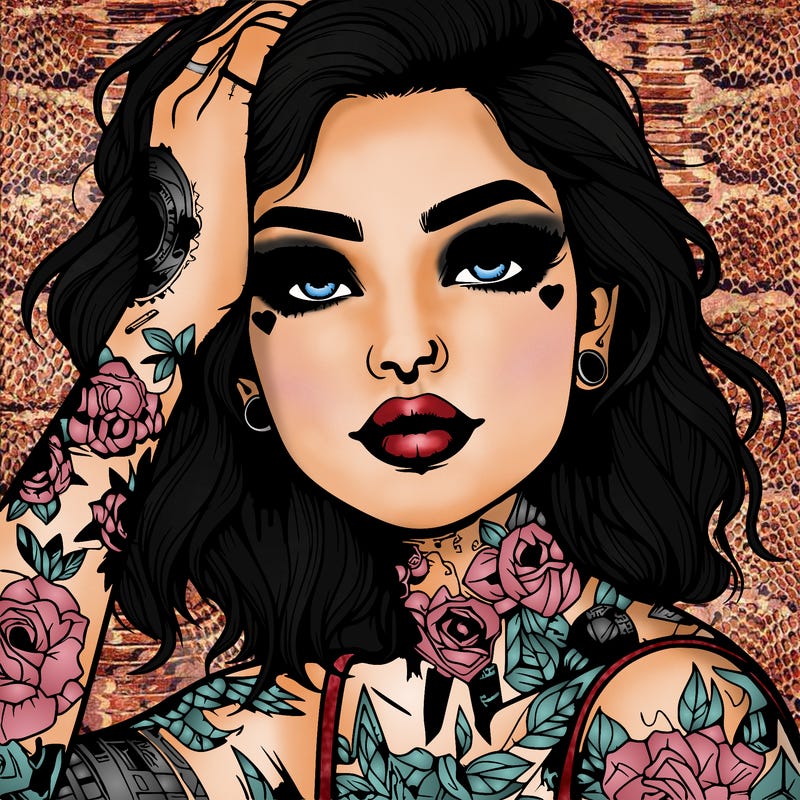 realistic girl with tattoos all over