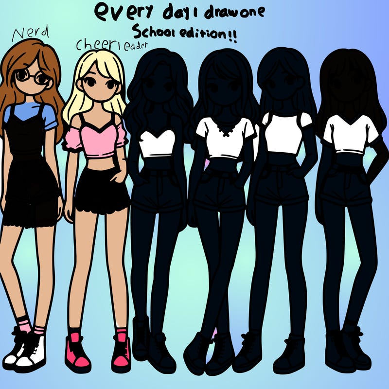 a group of girls wearing crop tops and shorts