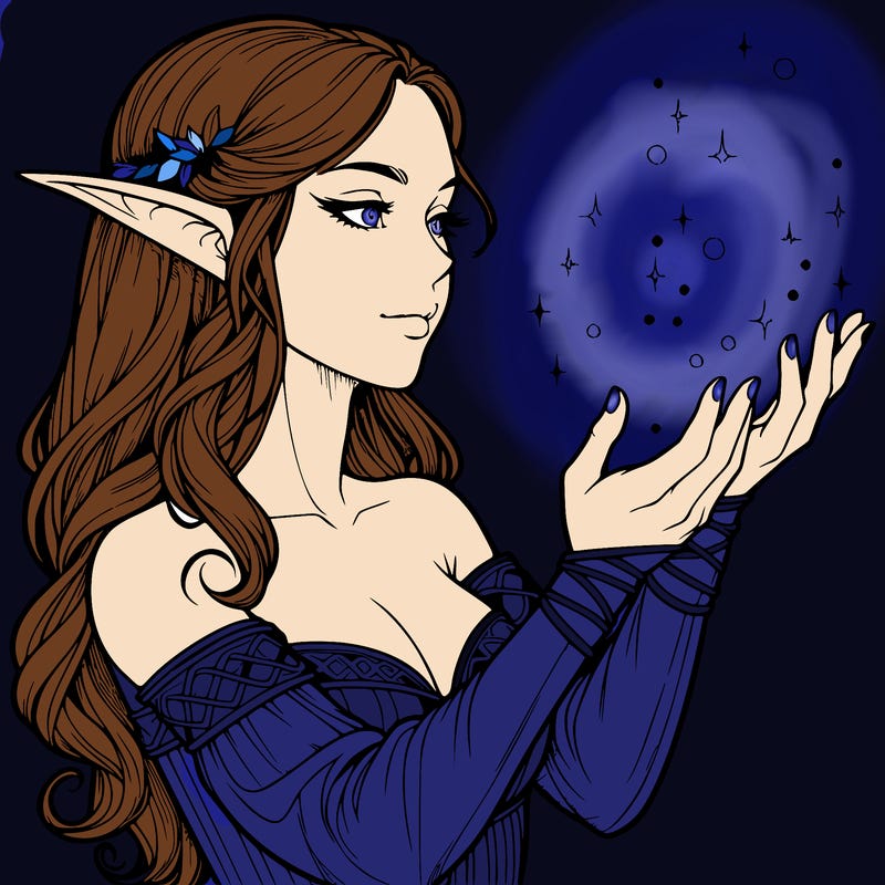 realistic elf girl doing magic