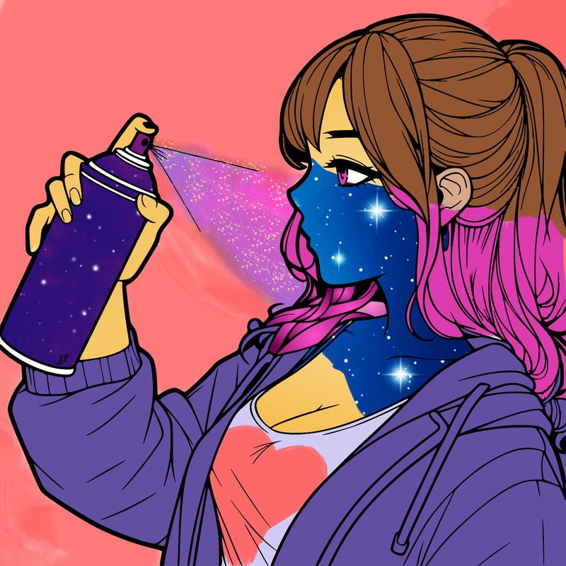 a realistic girl spray, painting