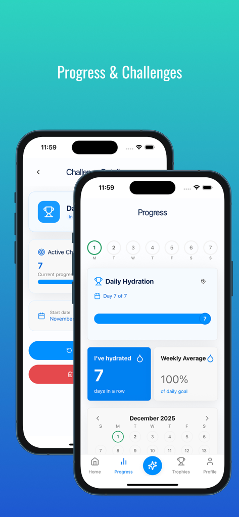Water Tracker AI - Water Tracker AI app interface displaying hydration progress stats and daily goals