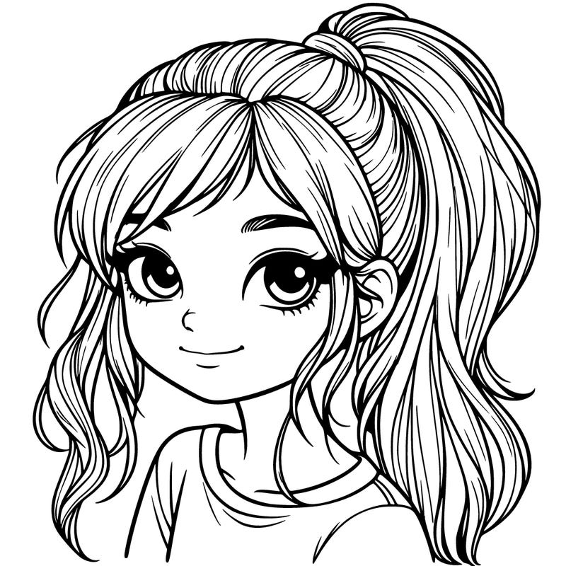 realistic girl with ponytail