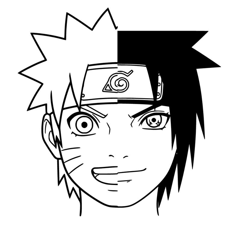 naruto  and saskue face split