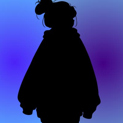 realistic girl with a oversized sweatshirt on and a bun