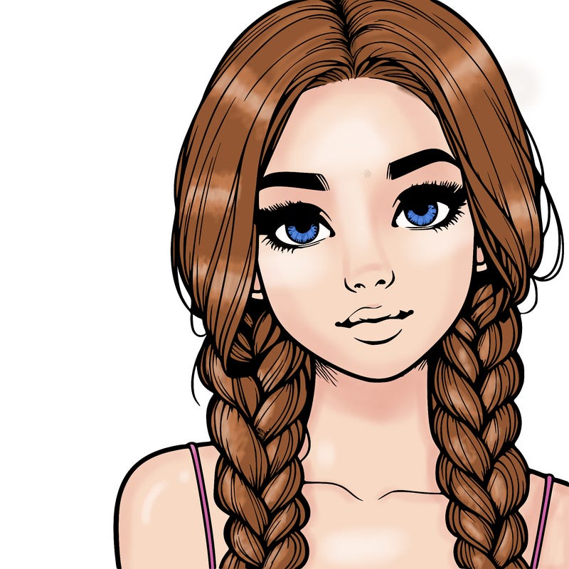 realistic girl with braids
