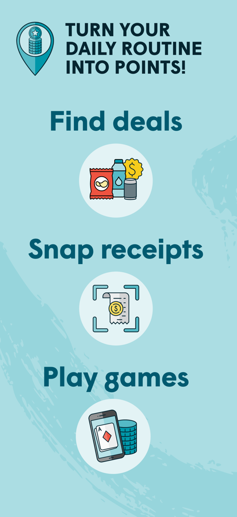 Tela do aplicativo GasBuddy mostrando como ganhar pontos através de ofertas, digitalização de recibos e jogos